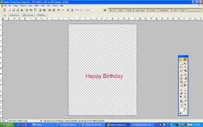 Text on checkerboard background